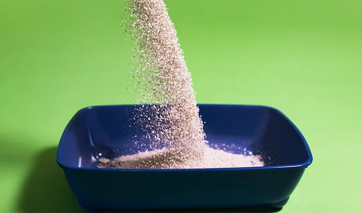 Widok z lotu ptaka na produkt w niebieskiej kuwecie